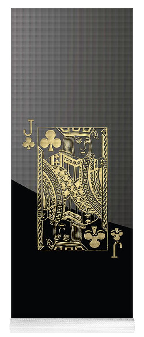 'gamble' Collection By Serge Averbukh Yoga Mat featuring the digital art Jack of Clubs in Gold over Black by Serge Averbukh