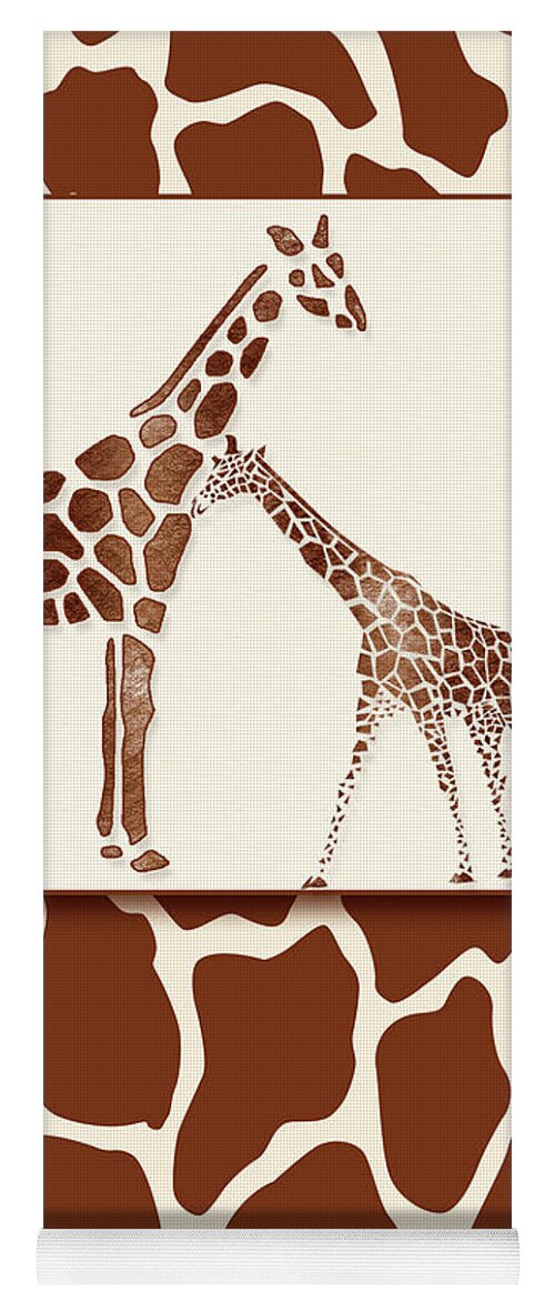 A Sweet Giraffe Pair Yoga Mat featuring the digital art Giraffe Pair by Doreen Erhardt