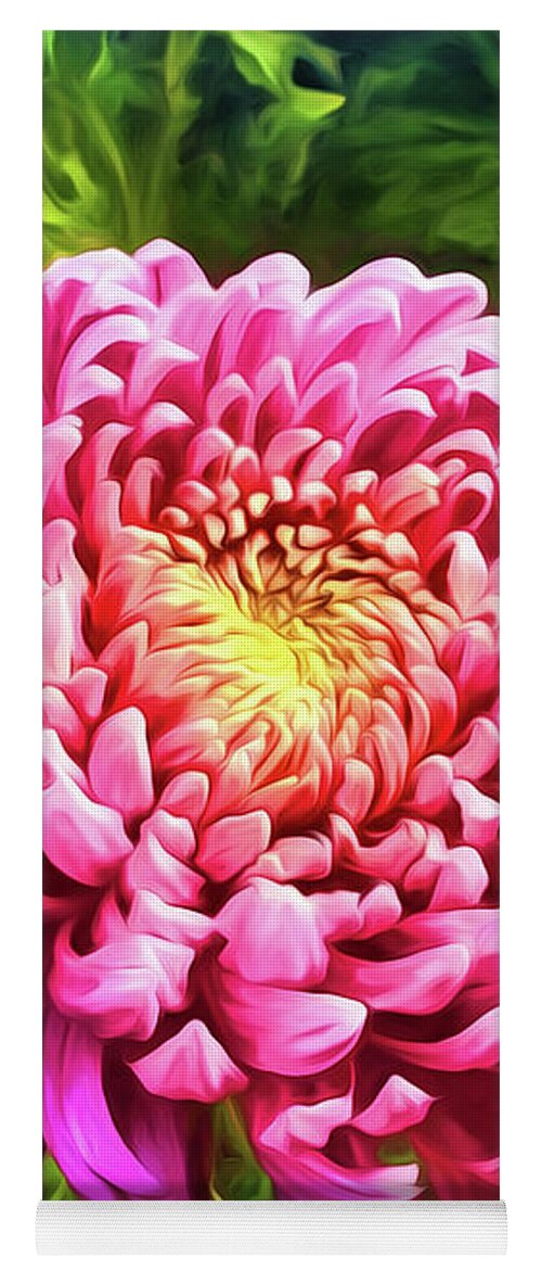 Thank You Yoga Mat featuring the digital art Thank You for Everything Pink Dahlia Garden Blooms by Doreen Erhardt