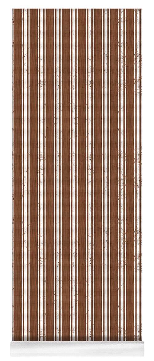 Home Yoga Mat featuring the painting Farmhouse Ticking Pattern - Mocha - Art by Jen Montgomery by Jen Montgomery