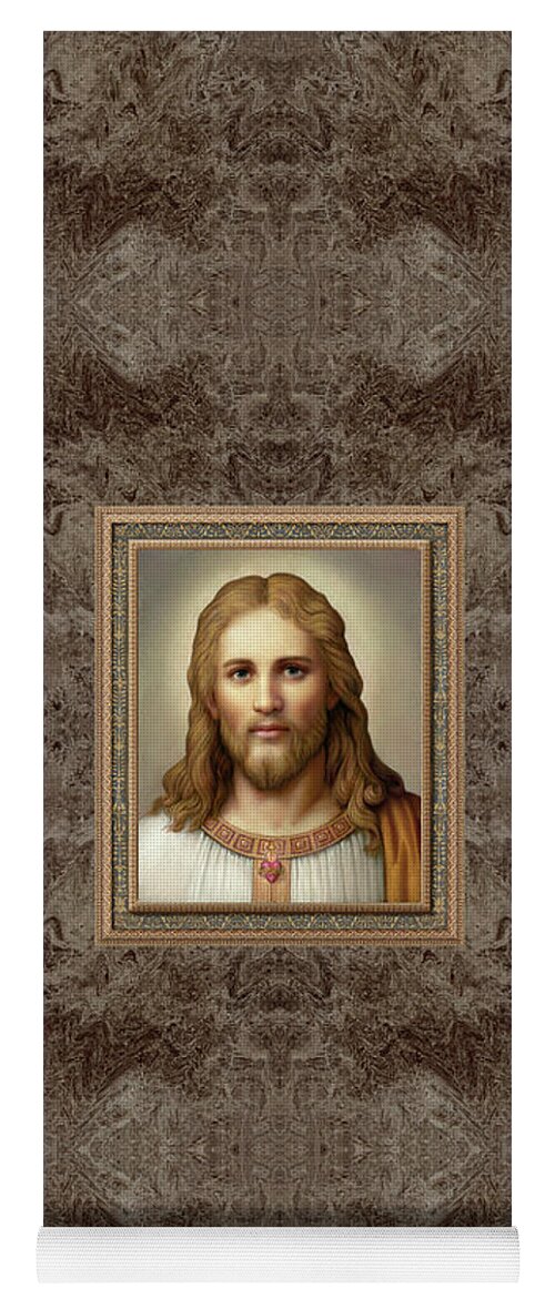 Christian Art Yoga Mat featuring the painting Christ with Sacred Heart by Kurt Wenner