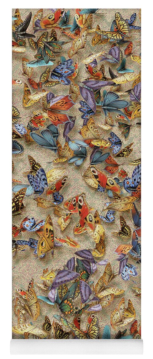 Butterflies Yoga Mat featuring the mixed media Butterflies by Kurt Wenner