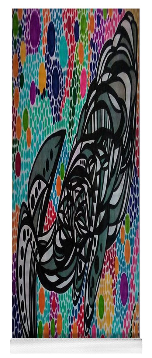 Humpback Yoga Mat featuring the mixed media Whale Journey by Peter Johnstone