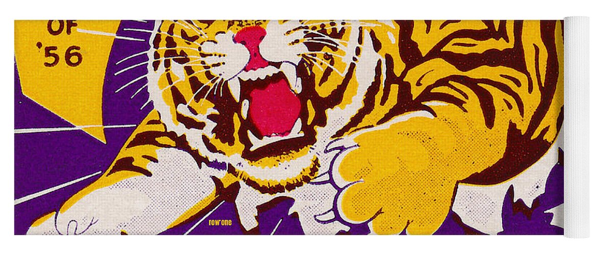 Lsu Yoga Mat featuring the drawing 1956 Fighting Tigers by Row One Brand