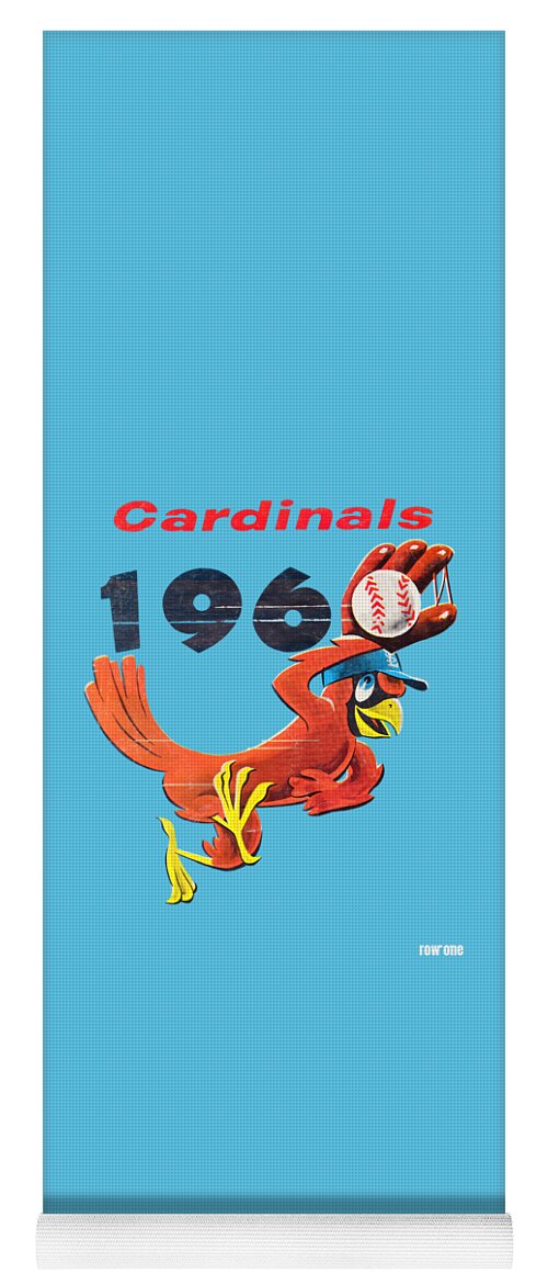 Cyber Monday Cardinals Baseball Art Yoga Mat featuring the mixed media 1960 Cardinals by Row One Brand