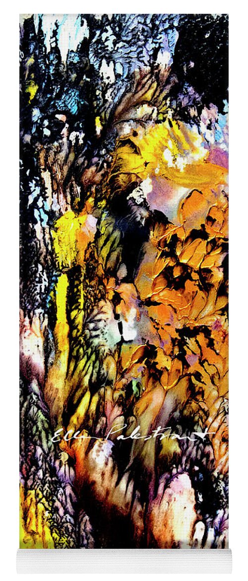 Earth Colors Yoga Mat featuring the painting His Majesty Gold Feather by Ellen Palestrant