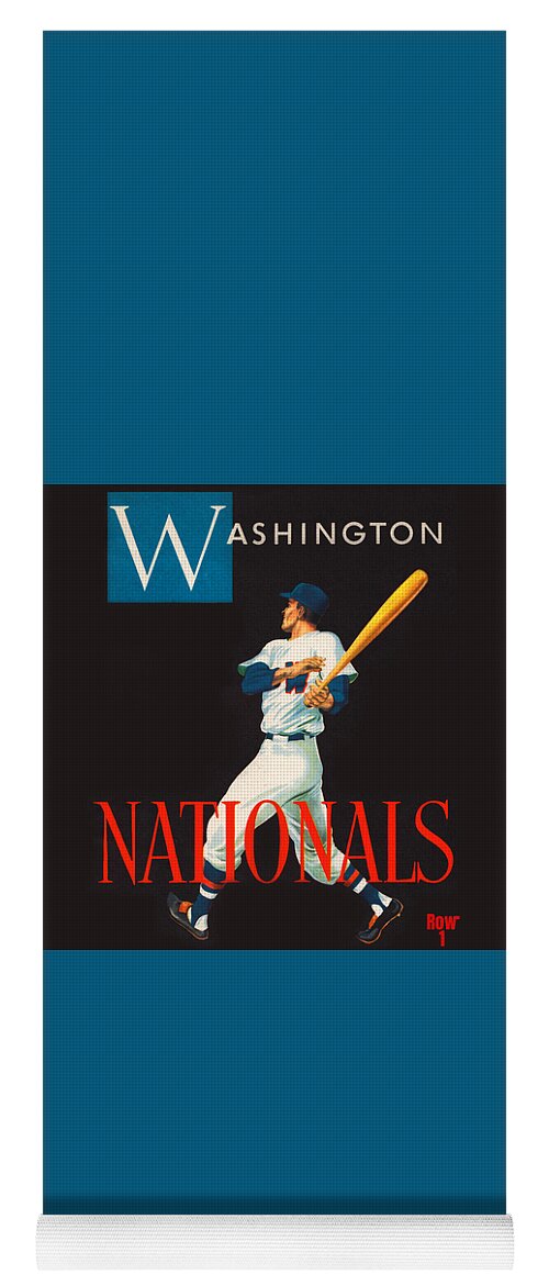 Washington Yoga Mat featuring the mixed media 1952 Washington Nationals Baseball Art by Row One Brand