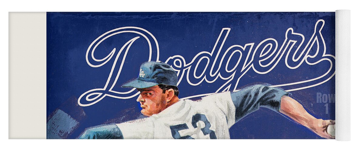 La Dodgers Yoga Mat featuring the mixed media 1968 Los Angeles Dodgers Remix Art by Row One Brand
