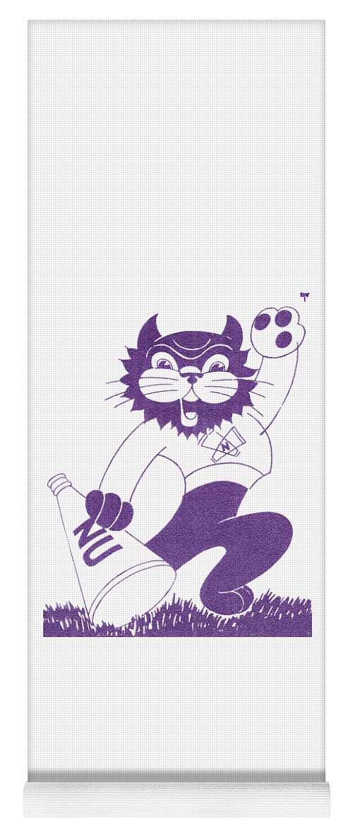 1977 Yoga Mat featuring the mixed media 1977 Northwestern Wildcat Art by Row One Brand