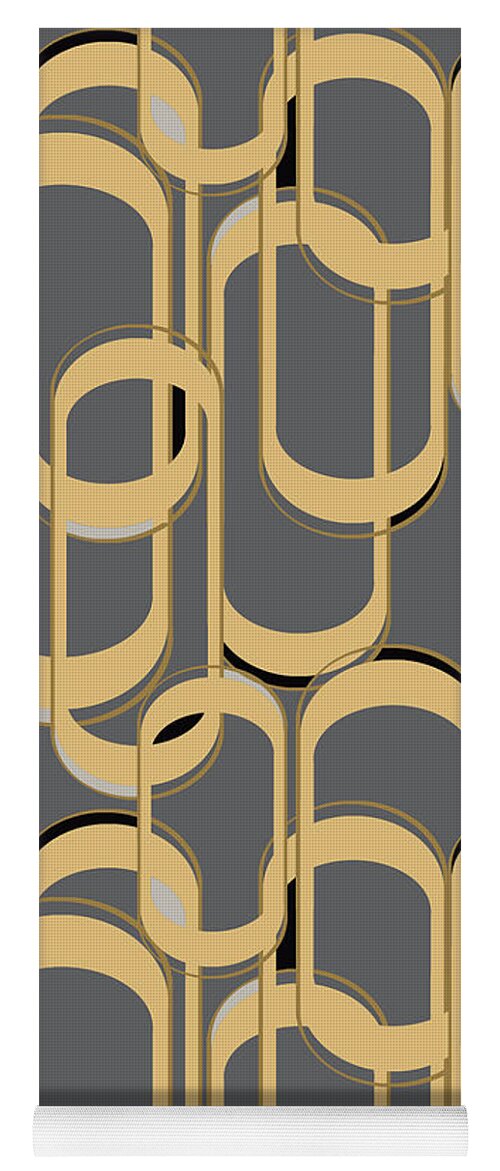 Art Deco Yoga Mat featuring the digital art Oval Link Seamless Repeat Pattern by Sand And Chi