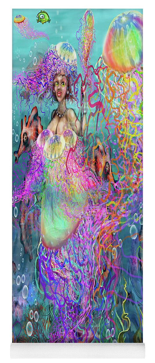 Jellyfish Yoga Mat featuring the digital art Mermaid Disco Dresses by Kevin Middleton