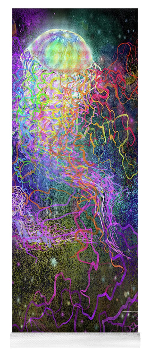Cosmic Yoga Mat featuring the digital art Cosmic Celebration by Kevin Middleton