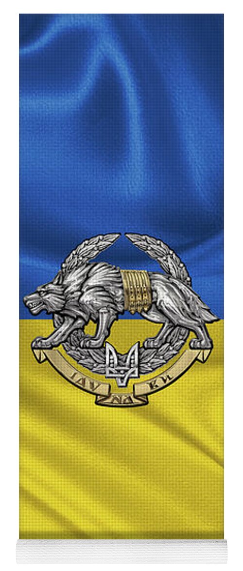 'military Insignia & Heraldry’ Collection By Serge Averbukh Yoga Mat featuring the digital art Ukrainian Special Operations Forces - SSO Emblem over Flag of Ukraine by Serge Averbukh