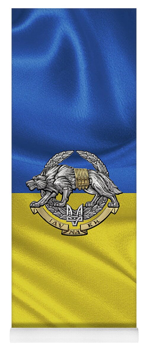 'military Insignia & Heraldry’ Collection By Serge Averbukh Yoga Mat featuring the digital art Ukrainian Special Operations Forces - SSO Emblem over Ukrainian Colors by Serge Averbukh