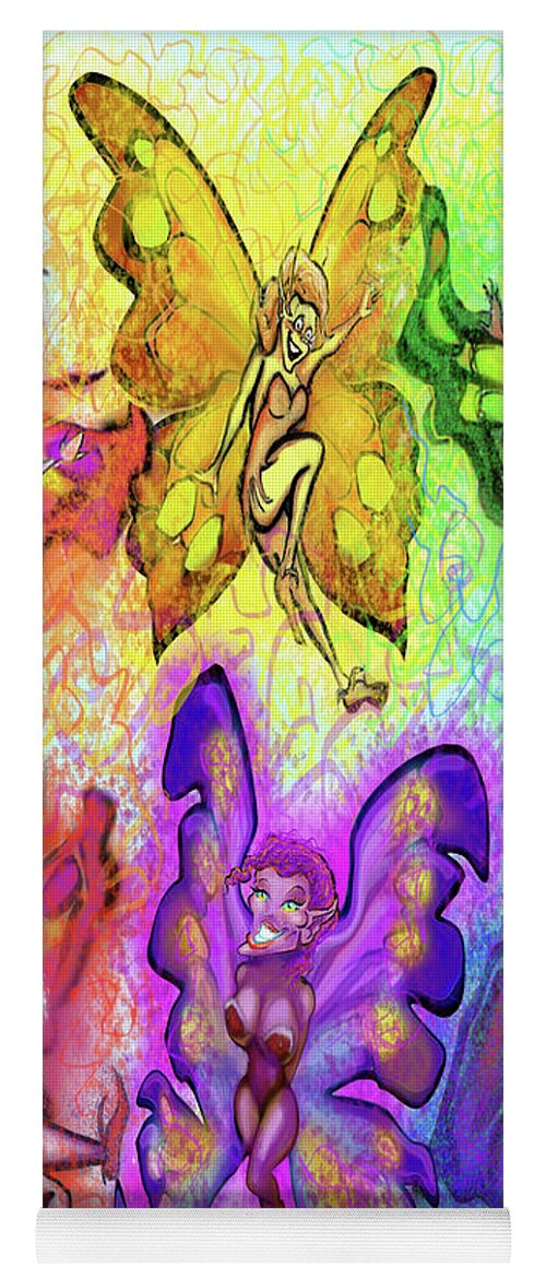 Pixie Yoga Mat featuring the digital art Pixie Party by Kevin Middleton