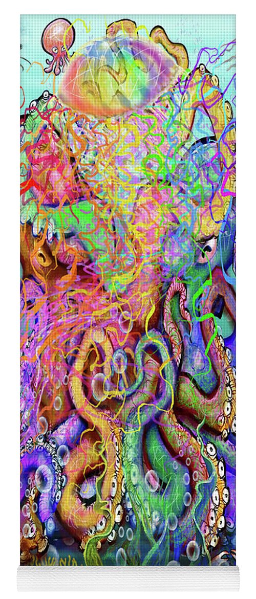 Octopus Yoga Mat featuring the digital art Twisted Tango of Tentacles by Kevin Middleton