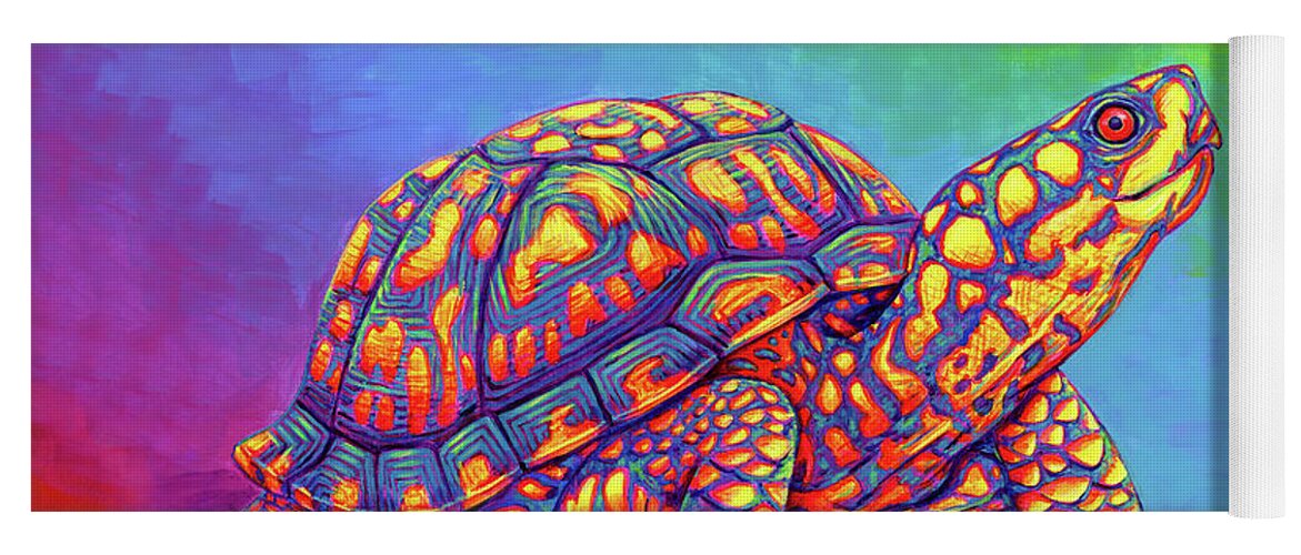 Box Turtle Yoga Mat featuring the painting Rainbow Eastern Box Turtle by Rebecca Wang