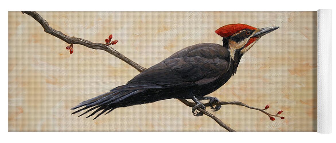 Bird Yoga Mat featuring the painting Pileated Woodpecker by Crista Forest
