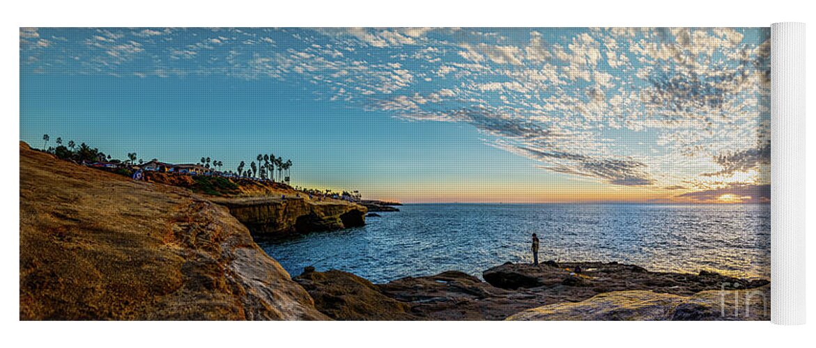 Beach Yoga Mat featuring the photograph As the Sun Sets at Sunset Cliffs by David Levin