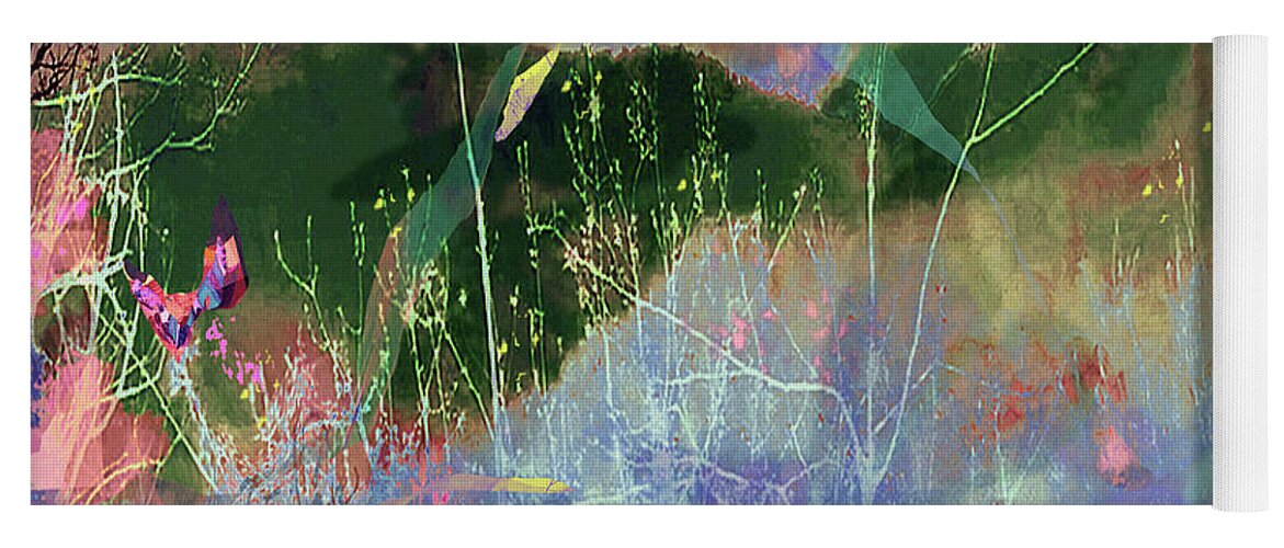Asheville Yoga Mat featuring the mixed media Asheville Pastels at the Pond by Zsanan Studio