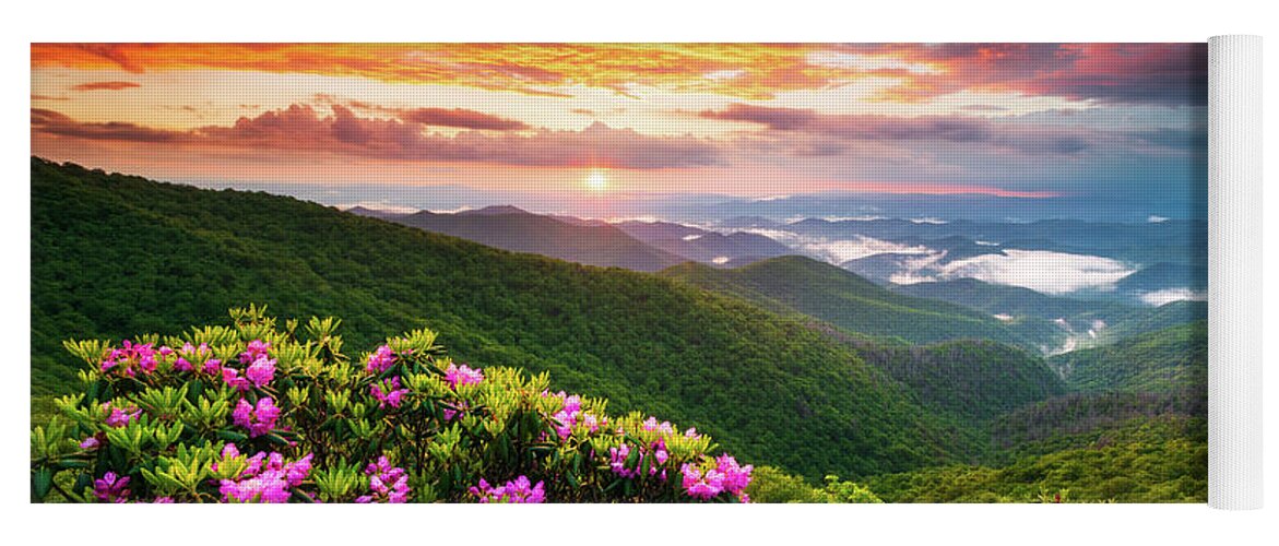 Blue Ridge Parkway Yoga Mat featuring the photograph Asheville North Carolina Blue Ridge Parkway Scenic Sunset Landscape by Dave Allen