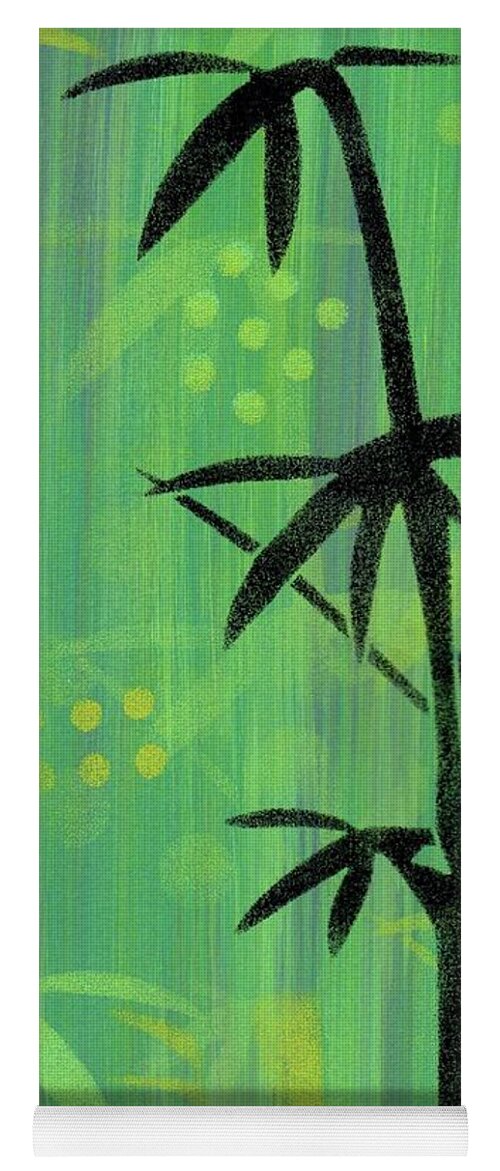 Retro Bamboo Yoga Mat featuring the painting Asian Bamboo Abstract in Greens by Donna Mibus