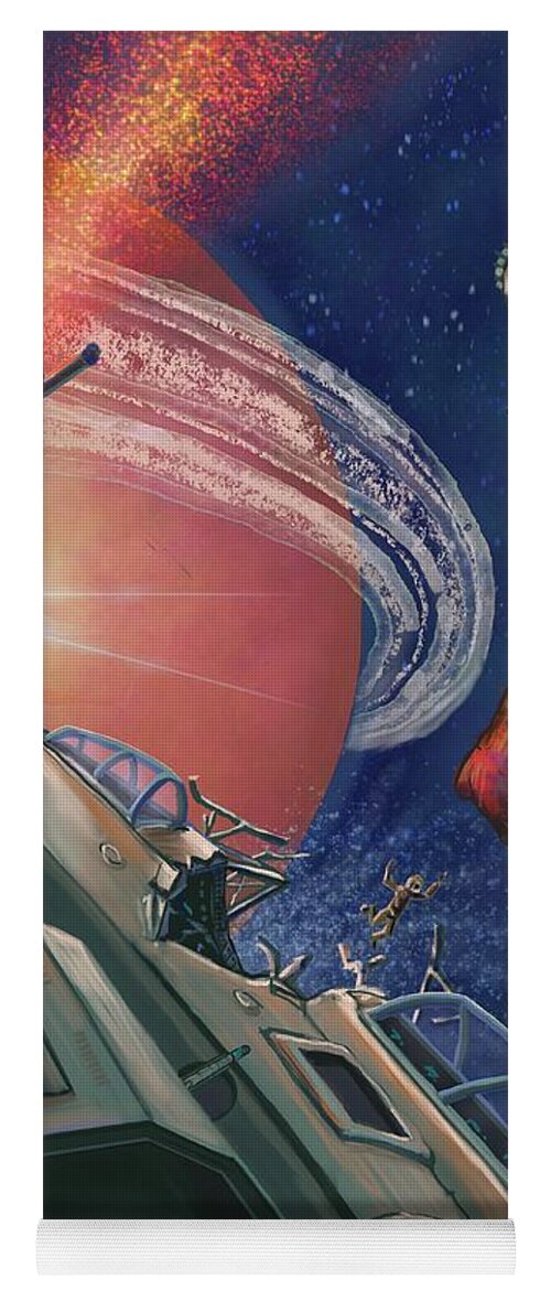 Outer Space Yoga Mat featuring the painting Asteroid Event by Don Morgan