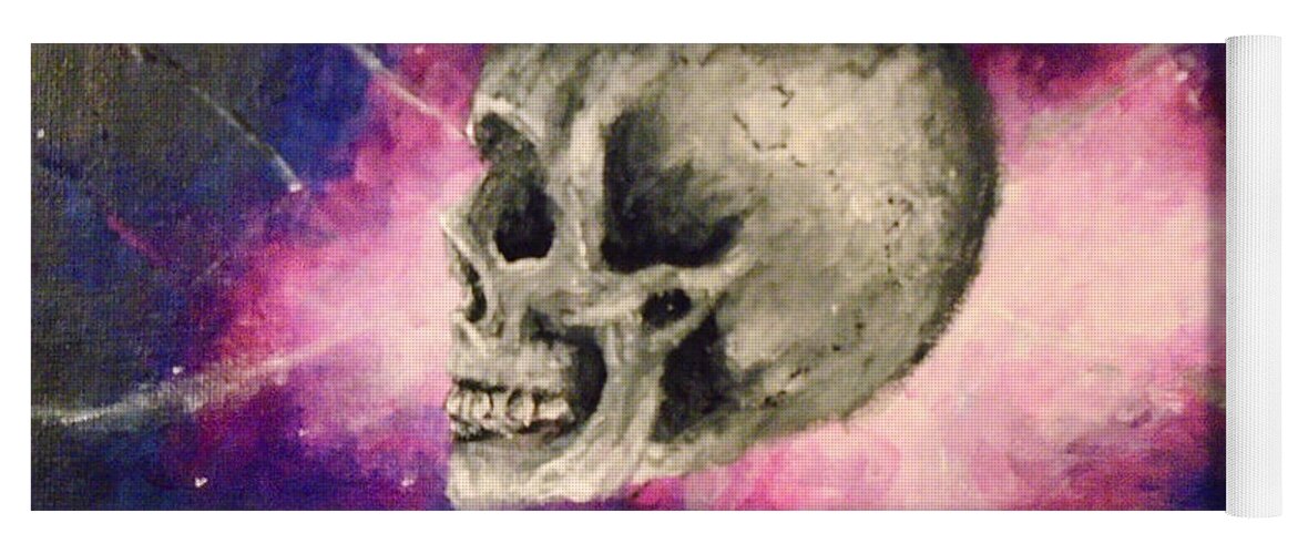Skull Yoga Mat featuring the painting Astral Projections by Jen Shearer