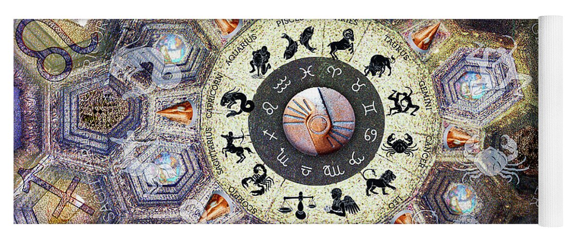 Mystic's Astrologer's Yoga Mat featuring the digital art Astrologer's Ceiling by Anthony Ellis