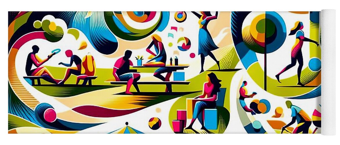 Abstract Collage Yoga Mat featuring the digital art At the park -3 by Movie World Posters