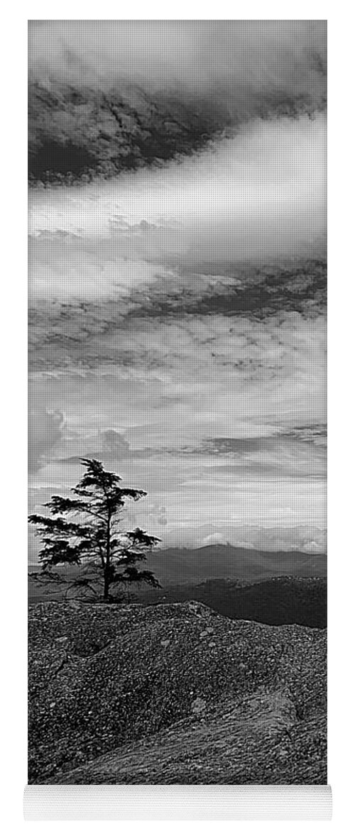 Nc Yoga Mat featuring the photograph Atop Grandfather Mountain BW by Lee Darnell