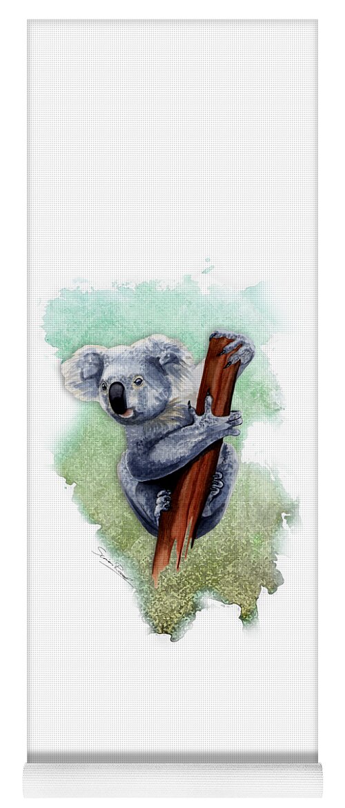 Art Yoga Mat featuring the painting Australian Koala by Simon Read