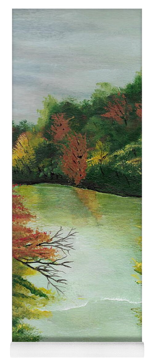 River Yoga Mat featuring the painting Autum River by David Bigelow