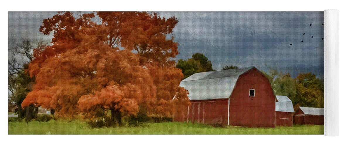 Farm Yoga Mat featuring the photograph Autumn At The Farm by Cathy Kovarik