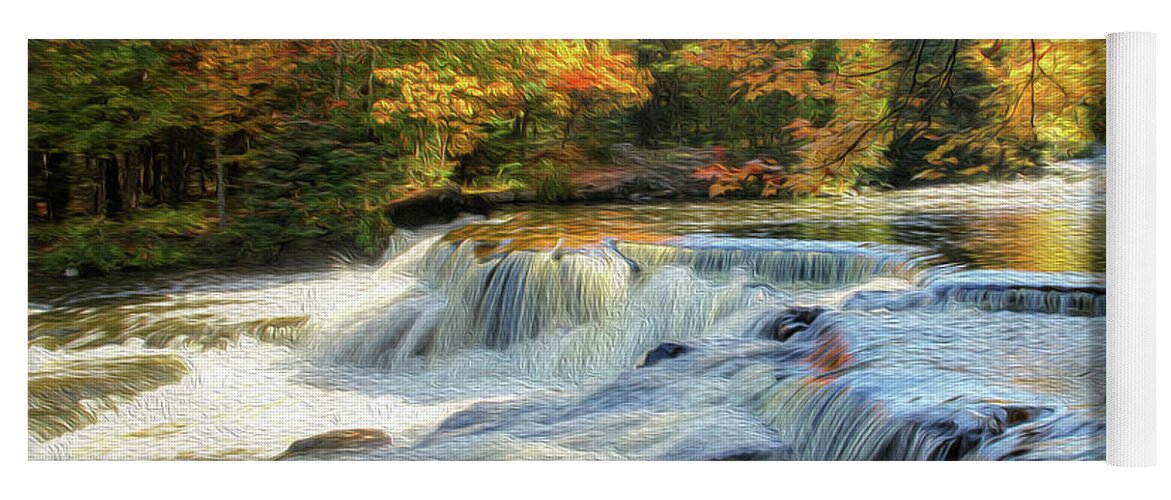 Waterfalls Yoga Mat featuring the photograph Painting of Autumn at the Cascades by Robert Carter