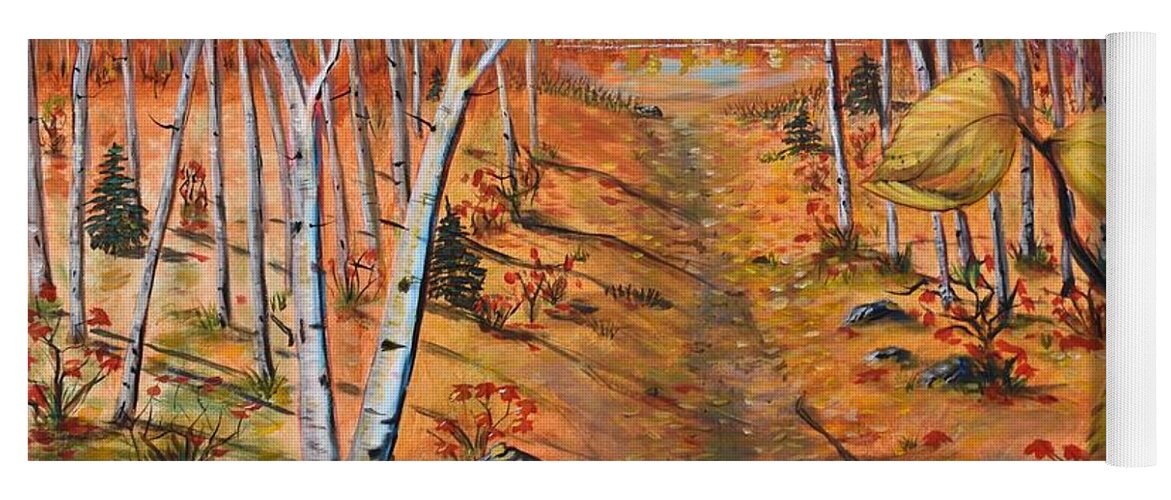 Autumn Yoga Mat featuring the painting Autumn Birches by Monika Shepherdson