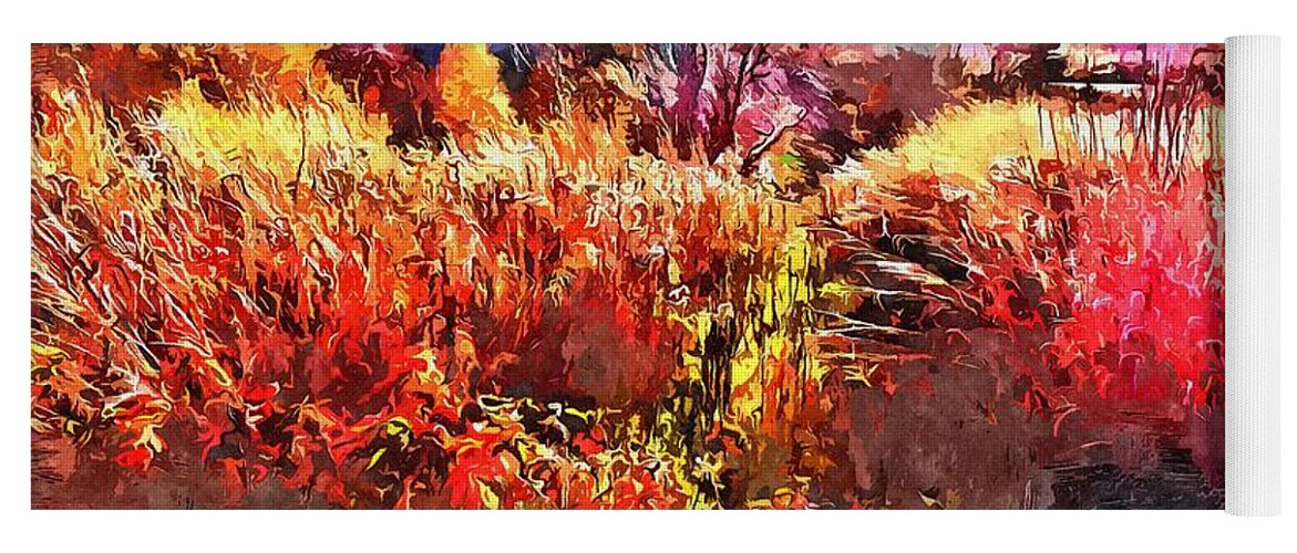 Autumn Yoga Mat featuring the mixed media Autumn Field by Christopher Reed