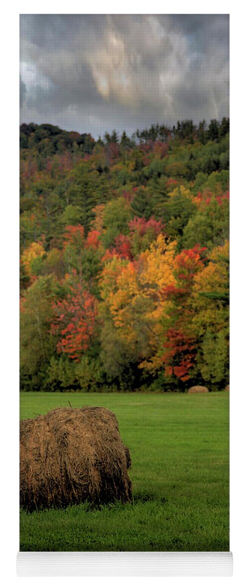 Fine Art Yoga Mat featuring the photograph Autumn Hay Harvest by Robert Harris