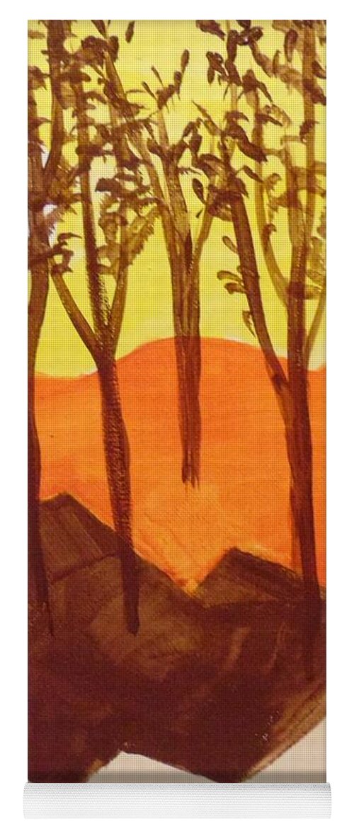 Landscape Yoga Mat featuring the painting Autumn Hills by Saundra Johnson