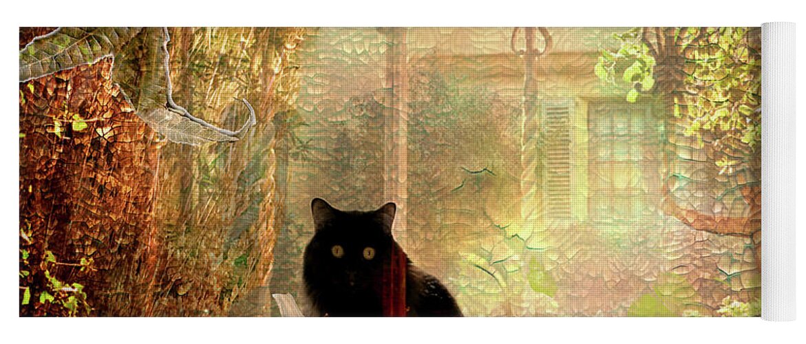 Décor Yoga Mat featuring the digital art Autumn Kitty by Camille Lopez