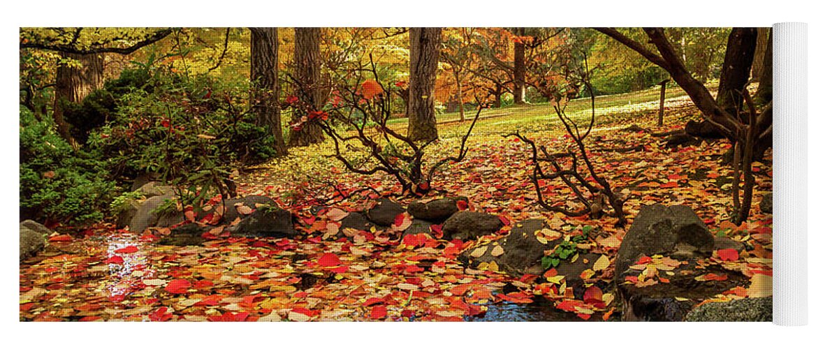 Autumn Yoga Mat featuring the photograph Autumn Pond In Lithia Park by James Eddy