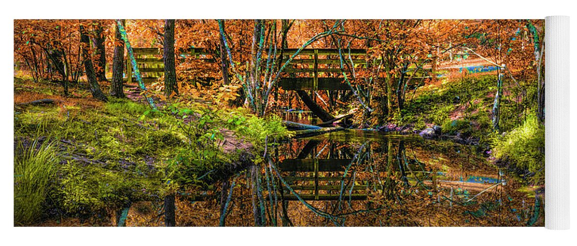 Fall Yoga Mat featuring the photograph Autumn Reflecting Pools at the Top of Amicalola Falls by Debra and Dave Vanderlaan