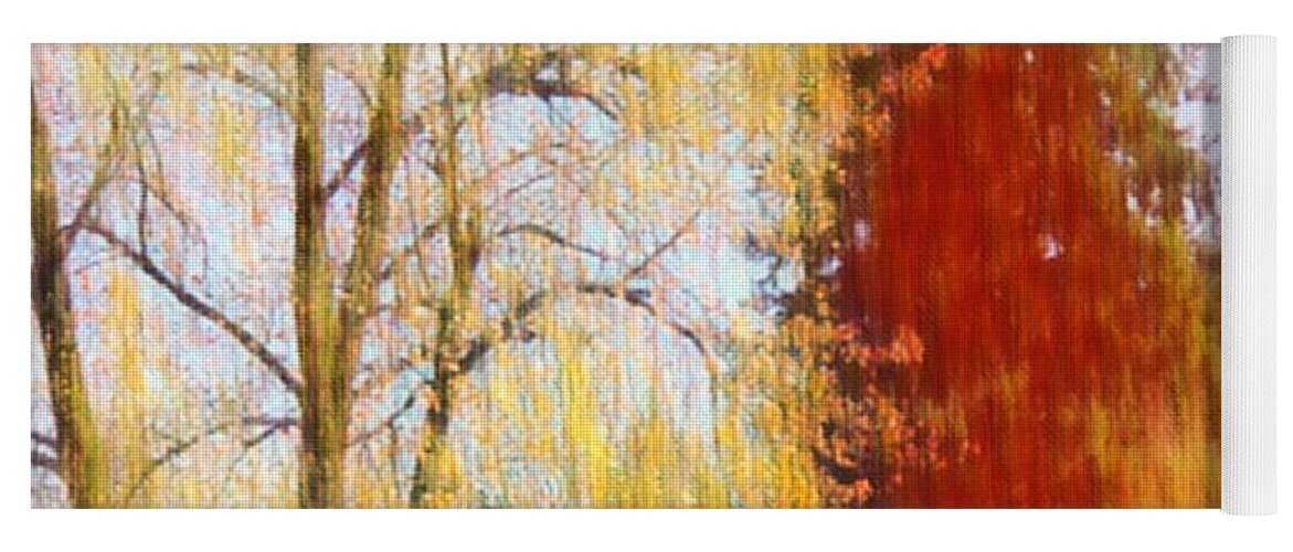 Fall Colors Yoga Mat featuring the painting Autumn Trees by Bonnie Bruno