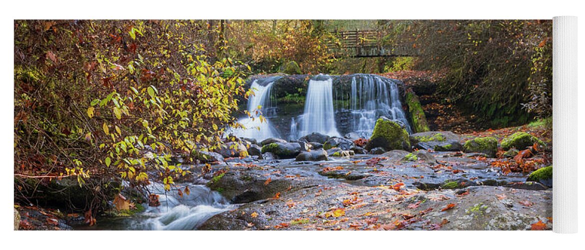 Mcdowell Falls Park Autumn Waterfall Yoga Mat featuring the photograph Autumn Waterfall by Catherine Avilez