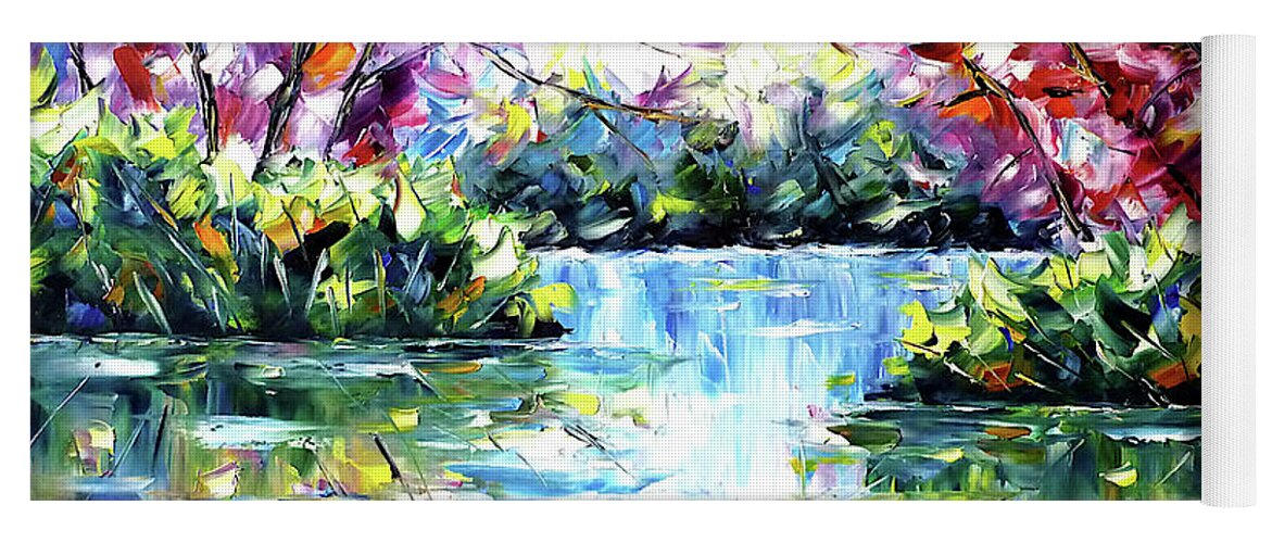 Morning Fog Yoga Mat featuring the painting Autumnal Lake by Mirek Kuzniar