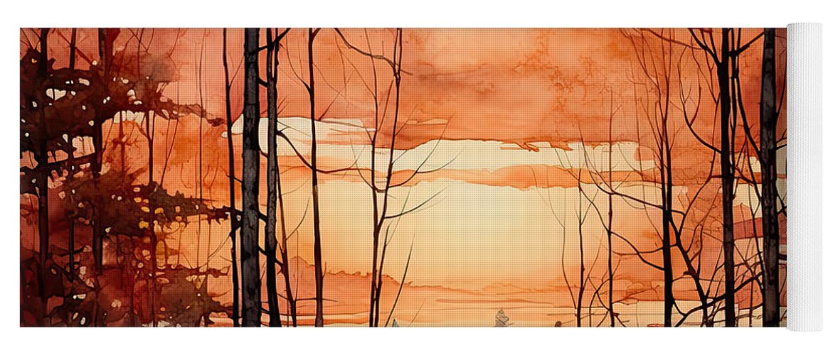 Orange Yoga Mat featuring the painting Autumnal Trend - Yellow and Red Artwork by Lourry Legarde