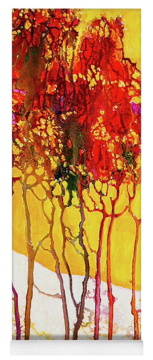 Abstract Yoga Mat featuring the digital art Autumns Last Mosaic - Abstract Contemporary Acrylic Painting by Sambel Pedes