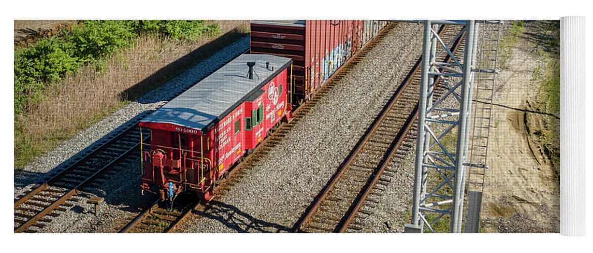 Railroad Yoga Mat featuring the photograph B and O 185th Anniversary Caboose northbound at Princeton Indiana by Jim Pearson