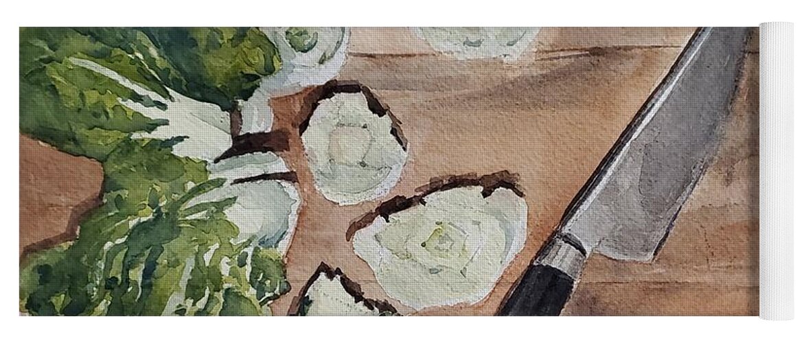 Still Life Yoga Mat featuring the painting Baby Bok Choy by Sheila Romard
