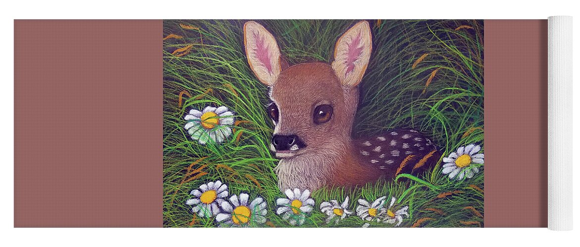 Deer Yoga Mat featuring the mixed media Baby Deer by Lorraine Foster